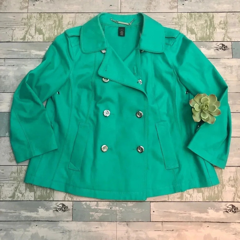 White House Black Market Green Swing Jacket - Picture 4 of 8